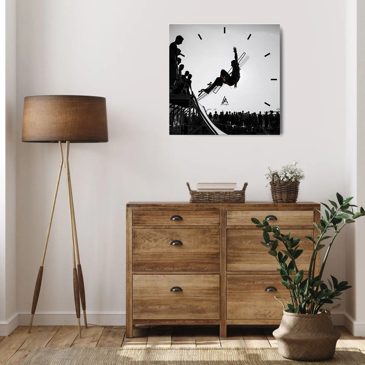 Wall clock - Clock on glass - Heroes and Spectators - 40x40 cm