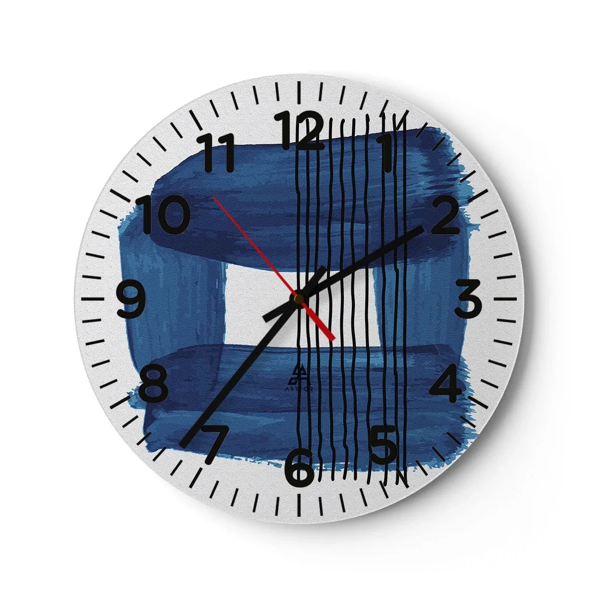 Wall clock - Clock on glass - Blue and Black Composition - 40x40 cm