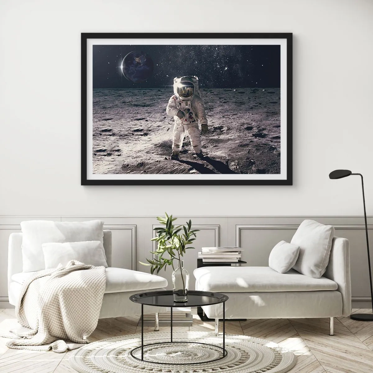 Poster in black frame - Greetings from the Moon - 100x70 cm