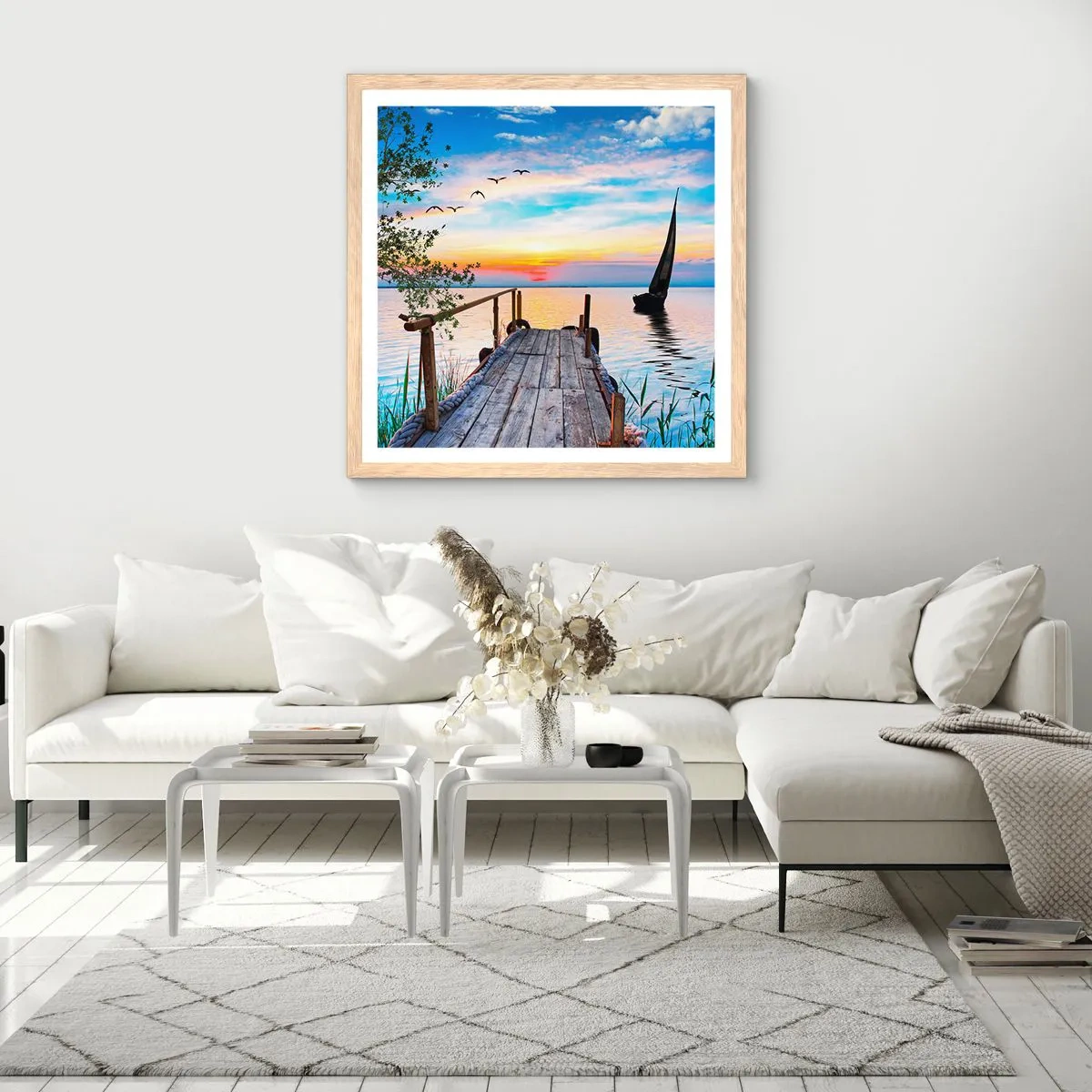 Poster in light oak frame - Good Evening - 40x40 cm