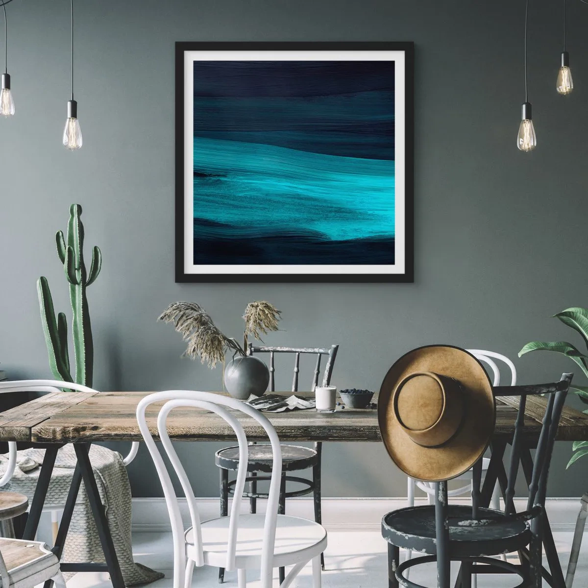 Poster in black frame - Swim with the Flow - 30x30 cm