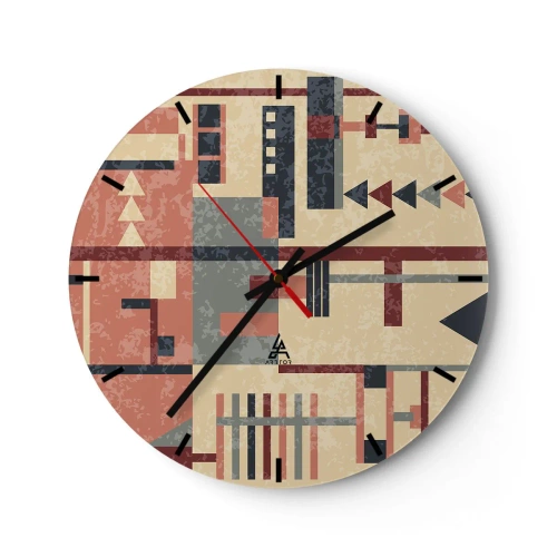 Wall clock - Clock on glass - Combinations of Verticals and Horizontals - 40x40 cm