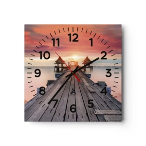 Wall clock - Clock on glass - Sunset on the East - 40x40 cm