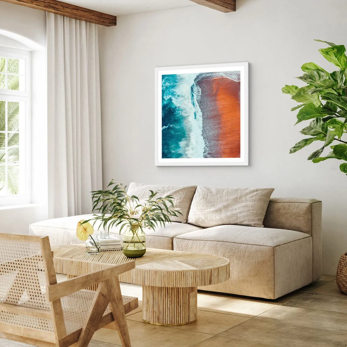 Poster in white frmae - Touch of the Ocean - 40x40 cm