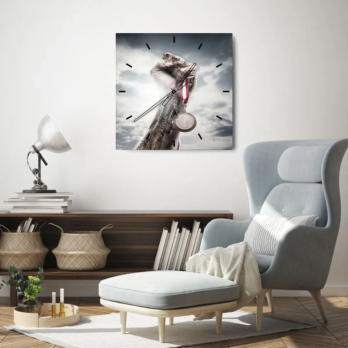 Wall clock - Clock on glass - Per Aspera Ad Astra - 40x40 cm