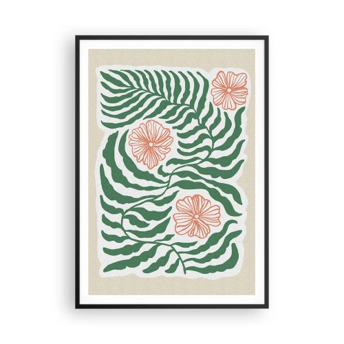 Poster in black frame - Blossoming in Green - 70x100 cm