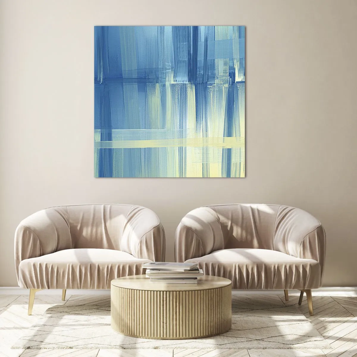 Glass picture - Composition In Turquoise - 60x60 cm