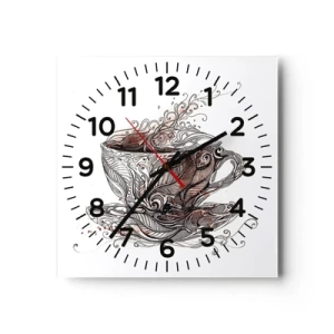 Wall clock - Clock on glass - Tea Time - 40x40 cm