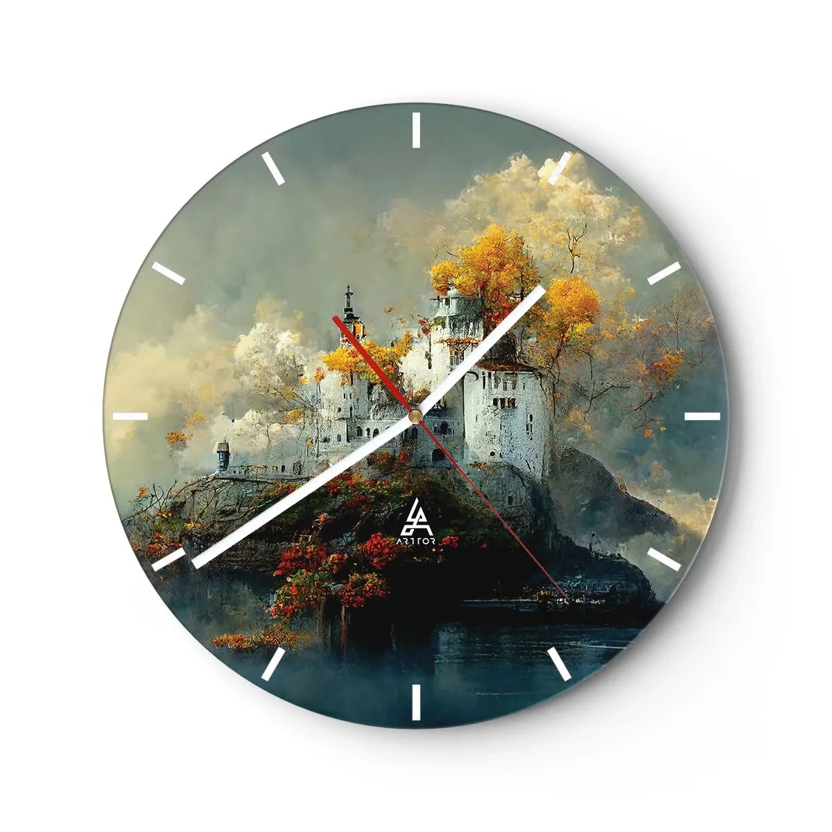 Wall clock - Clock on glass - Beginning of a Romantic Tale - 40x40 cm