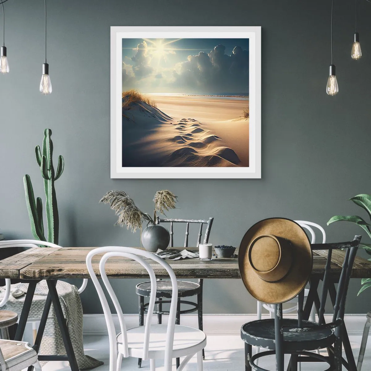 Poster in white frmae - Calming Landscape - 60x60 cm