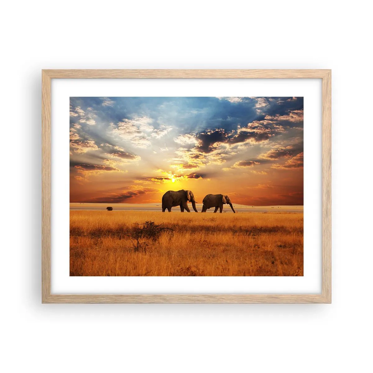 Poster in light oak frame - Family Walk - 50x40 cm