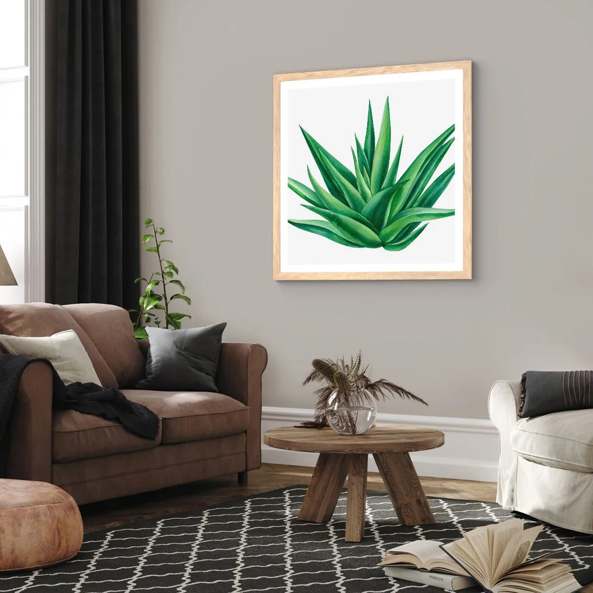 Poster in light oak frame - Green - Power - Life - 50x50 cm