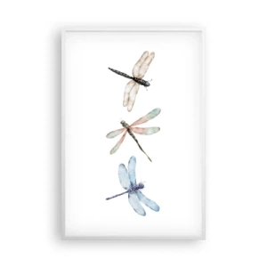 Poster in white frmae - Lightness of Dragonflies  - 61x91 cm