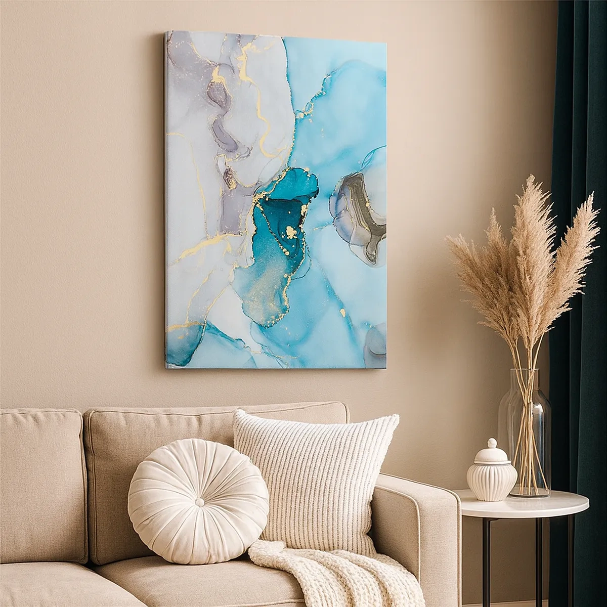 Canvas picture - Study in Grey and  Turquoise Encounter - 50x70 cm