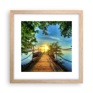 Poster in light oak frame - Sunset by the Water - 30x30 cm