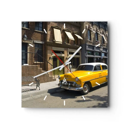 Wall clock - Clock on glass - Long Time Ago in America - 30x30 cm