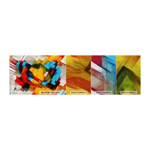 Photo Wallpaper Sample Premium Canvas - Colourful Quilt - Abstraction, Cubism, Piece - 100x30 cm
