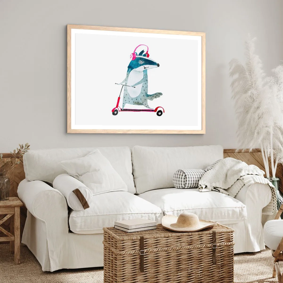 Poster in light oak frame - Joys of a Badger - 40x30 cm