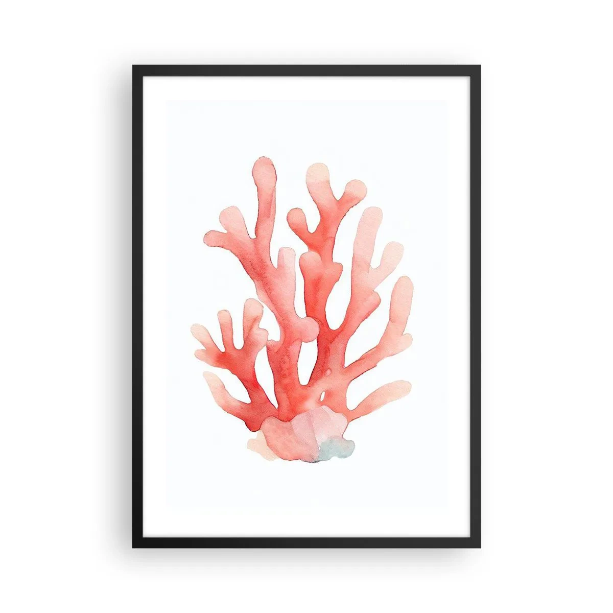 Poster in black frame - Watercolor illustration of red coral on a white background - 50x70cm - Coral Colour Colars - Modern wall decoration for the living room and bedroom ARTTOR