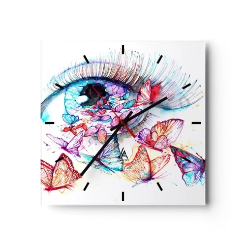 Wall clock - Clock on glass - Fairytale Charm of the Eyes - 40x40 cm