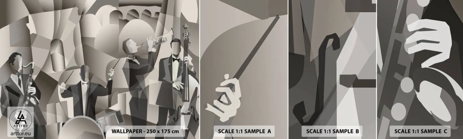 Photo Wallpaper Sample Self-Adhesive Deluxe Sticker - In the Space of Sounds - Abstraction, Band, Jazz - 100x30 cm