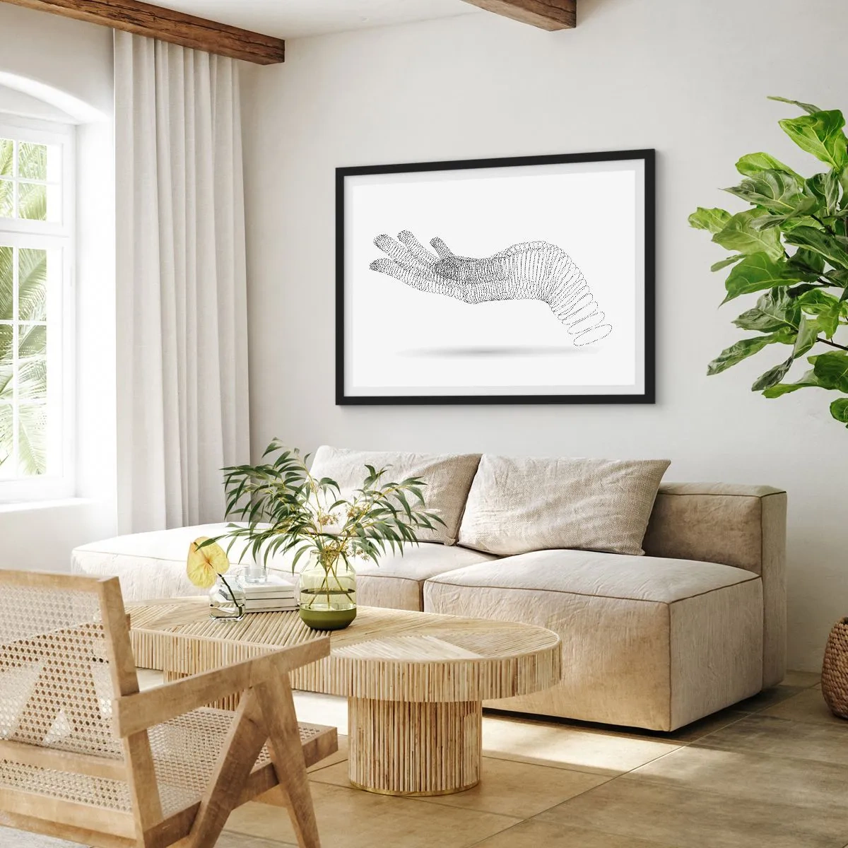 Poster in black frame - Springy Palm - 100x70 cm