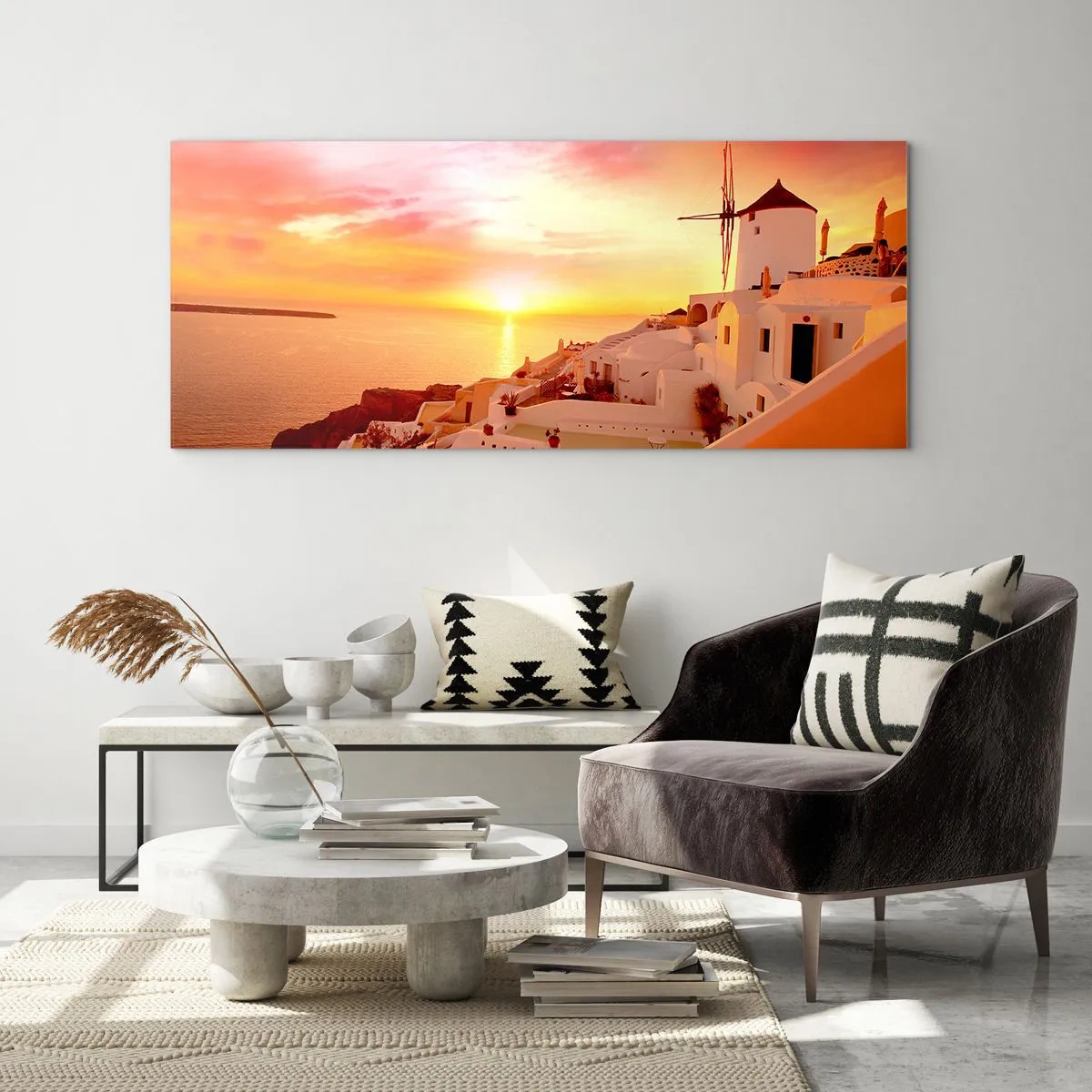 Glass picture - Melting in White and Gold - 100x40 cm