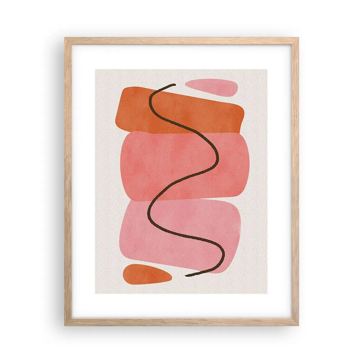 Poster in light oak frame - Gentle Movement of forms - 40x50 cm
