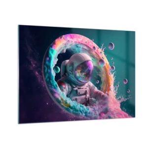 Glass picture - Astronaut in colorful space - 70x50cm - Star Gate - Modern wall decoration for the living room and bedroom ARTTOR