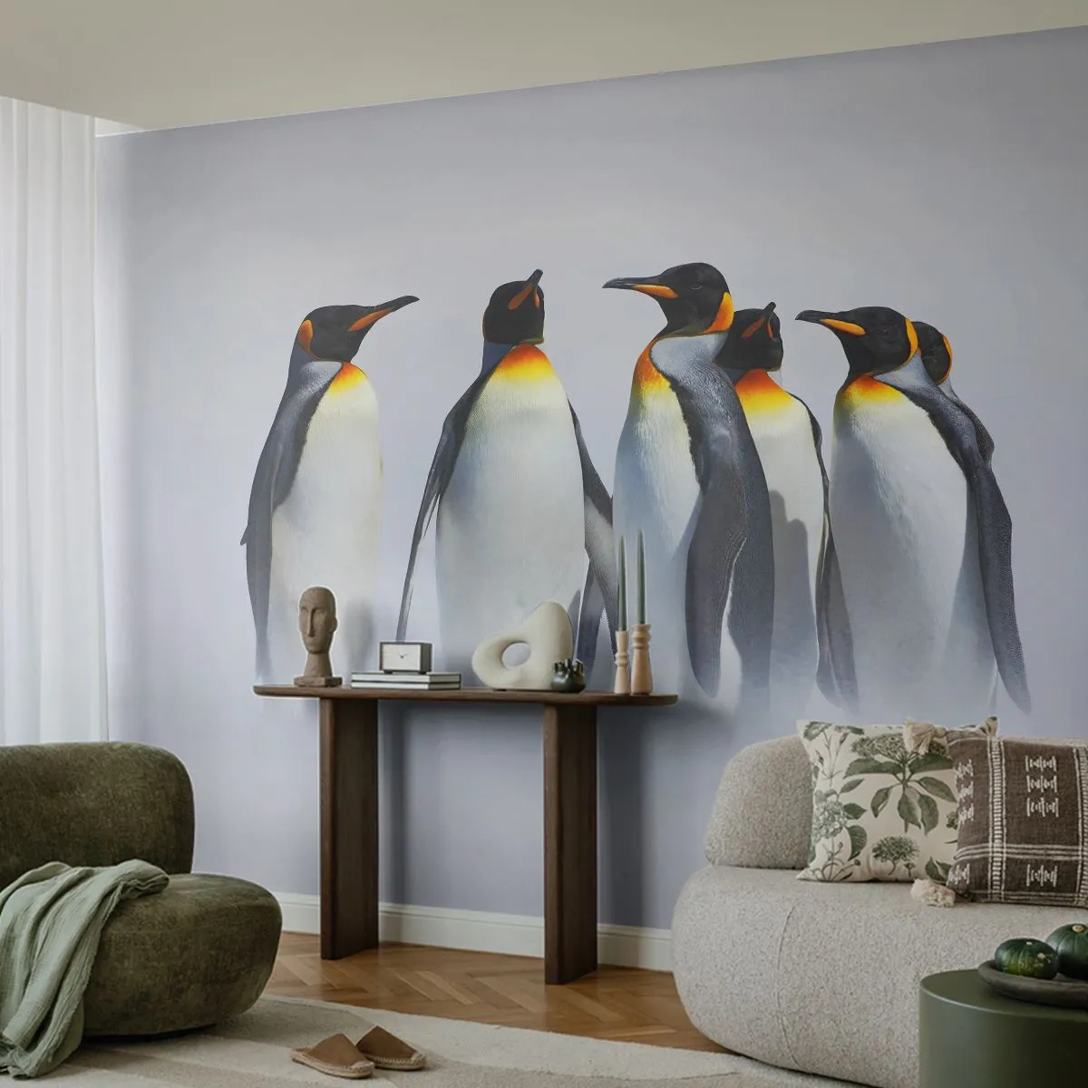 Photo Wallpaper Premium Canvas - Meeting in Tuxedos - Animals, Penguin, Nature - 400x280 cm