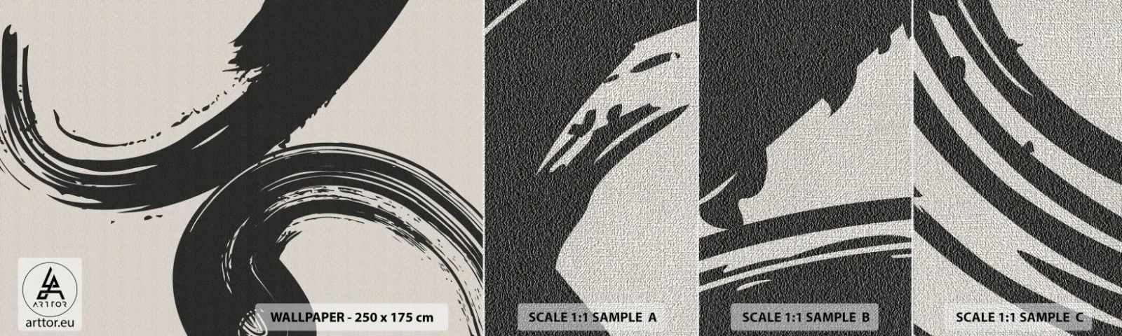 Photo Wallpaper Sample Premium Canvas - With Big Circural Strokes - Piece, Brush, Minimalism - 100x30 cm