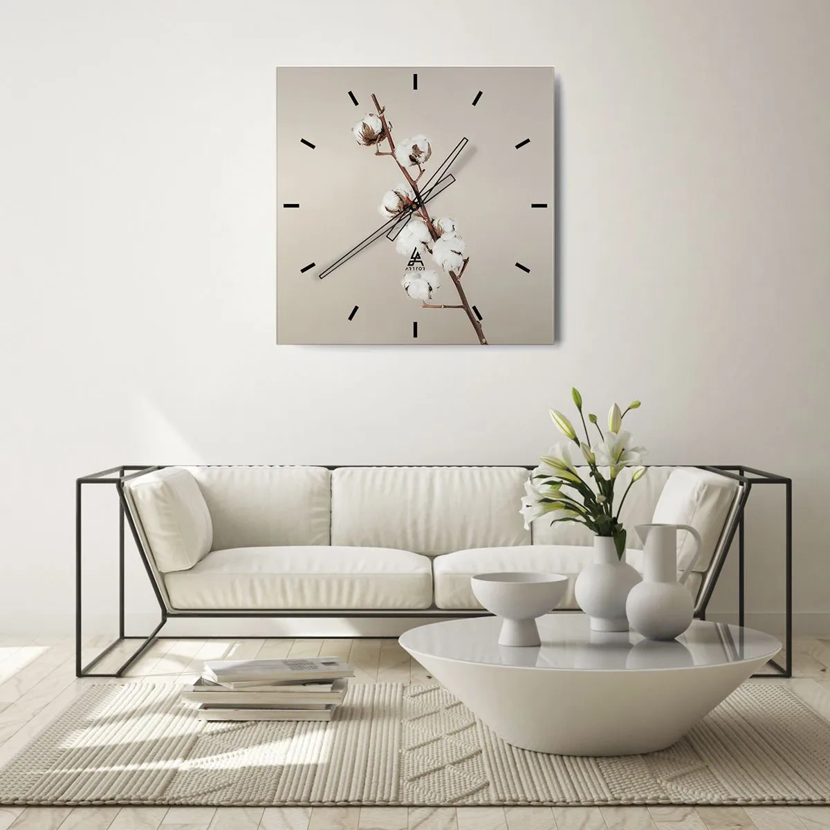 Wall clock - Clock on glass - At the Heart of Softness - 40x40 cm