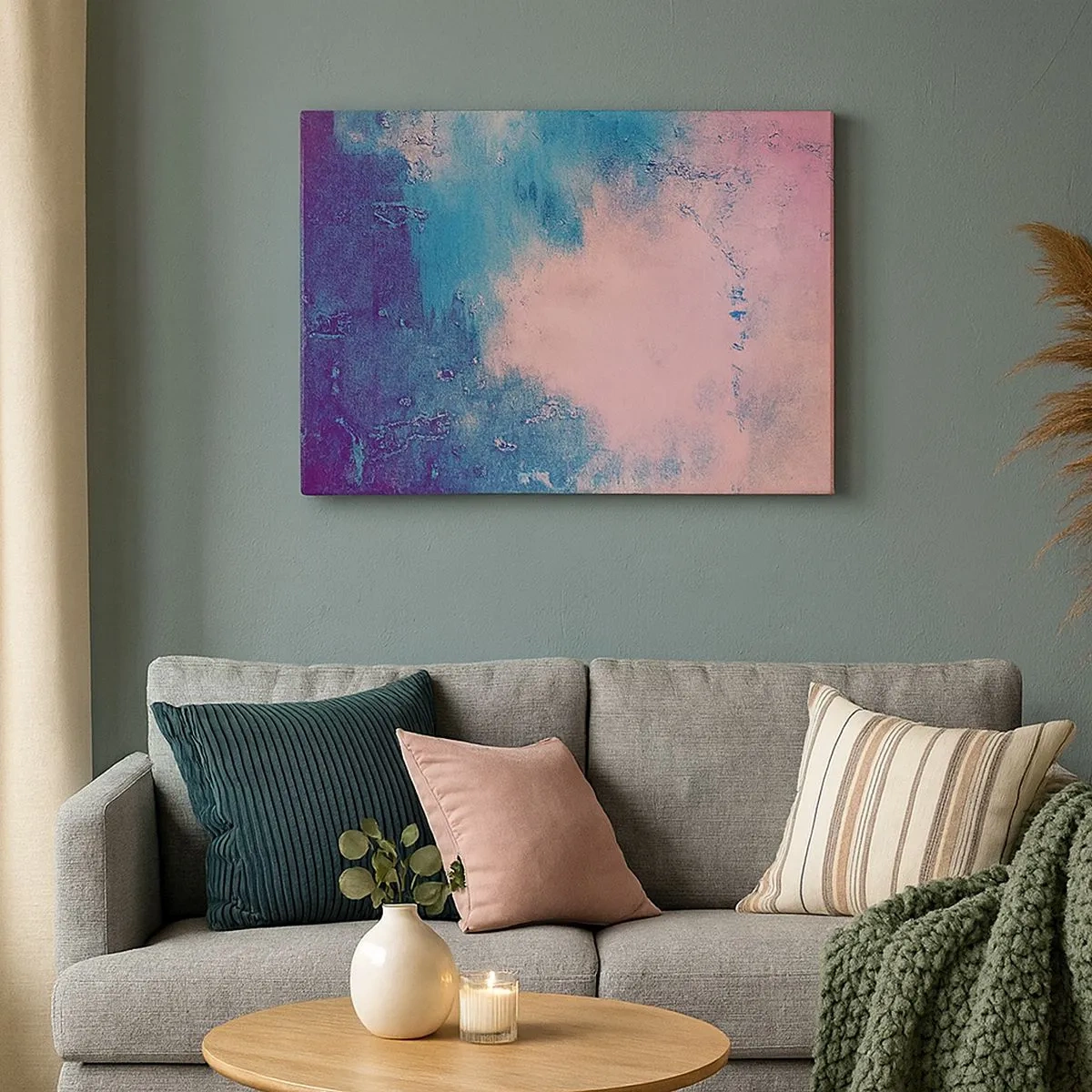 Canvas picture - Abstract texture in shades of pink and blue - 70x50cm - Blue Hug - Modern wall decoration for the living room and bedroom ARTTOR