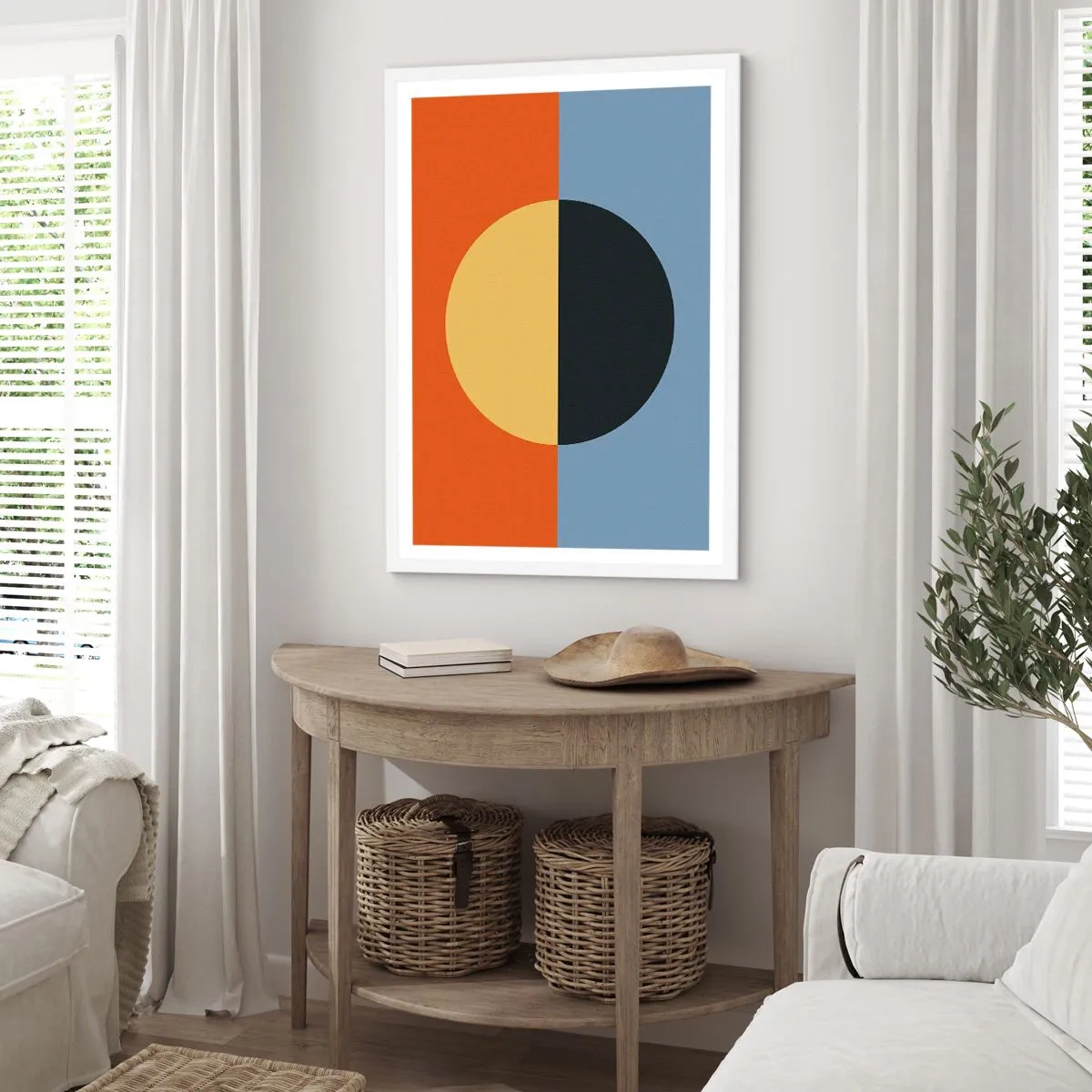 Poster in white frmae - Composition of Warm and Cool - 61x91 cm