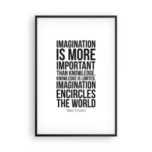 Poster in black frame - Einstein about Power of Imagination - 61x91 cm