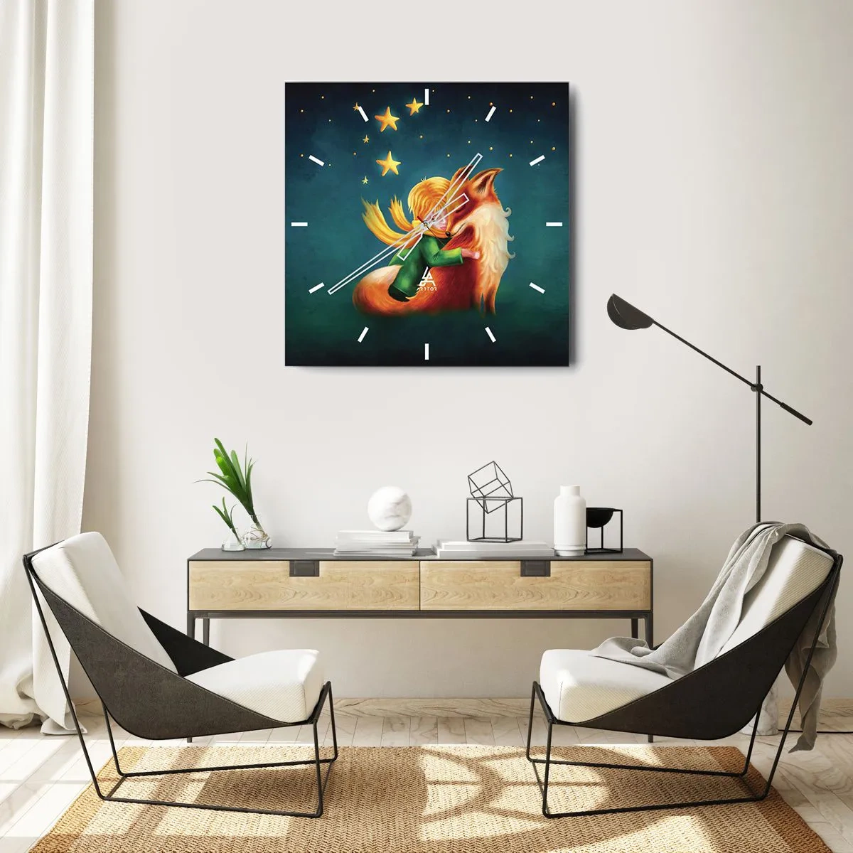 Wall clock - Clock on glass - Little Prince - 40x40 cm