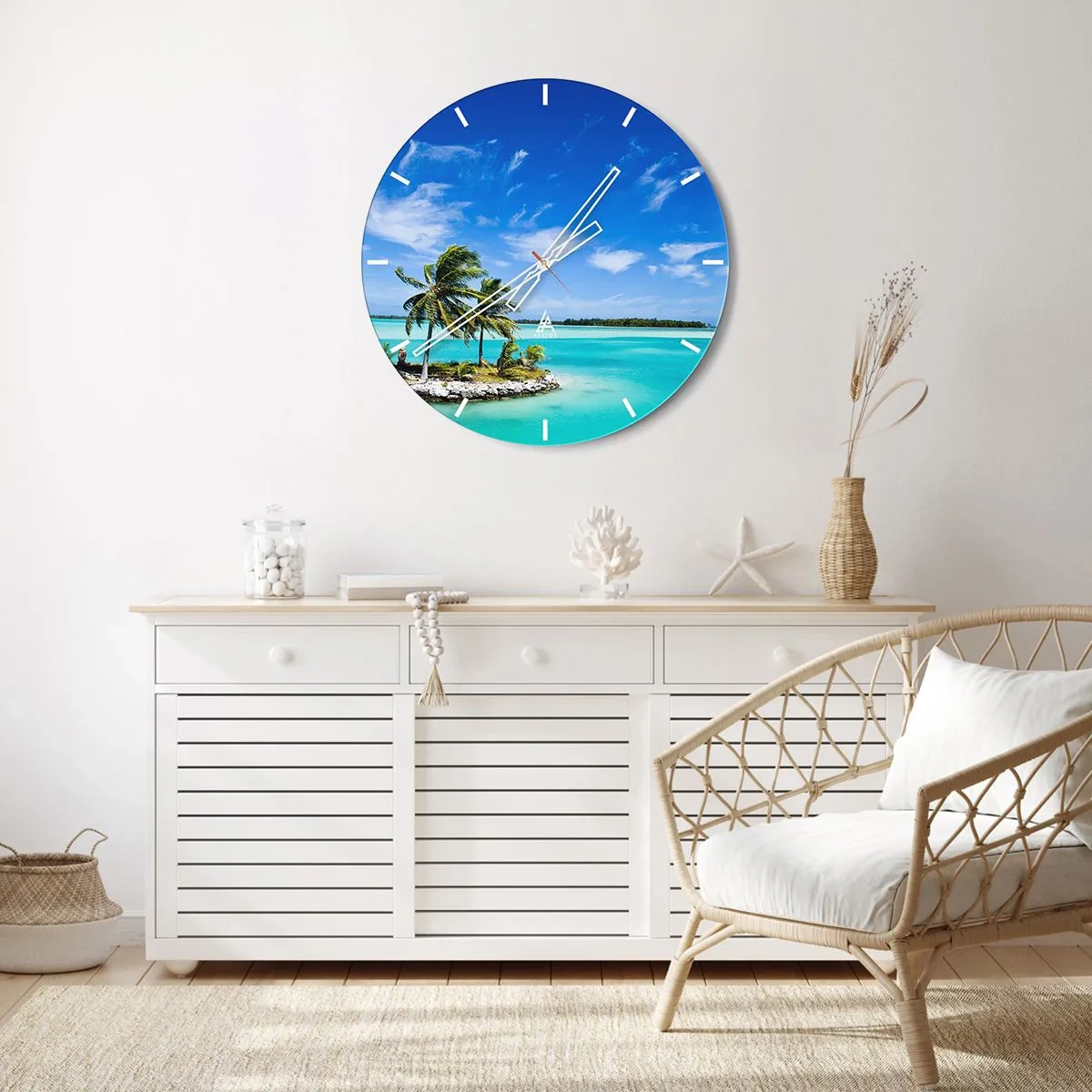 Wall clock - Clock on glass - Paradise on Earth - 40x40 cm