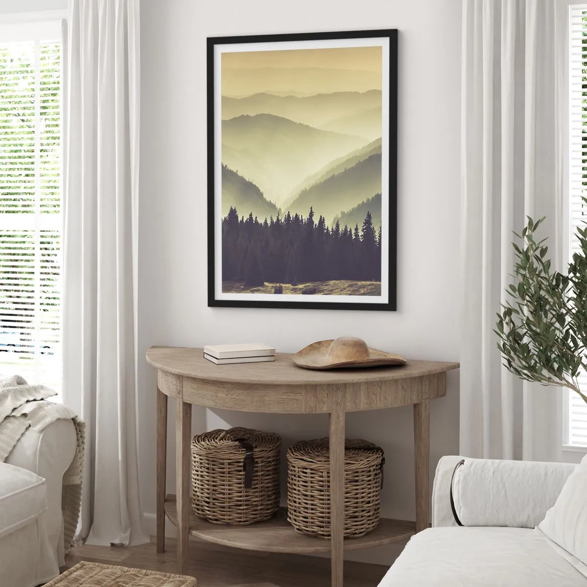 Poster in black frame - In a Faraway Land, Past the Mountains - 70x100 cm
