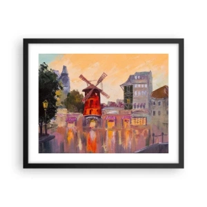 Poster in black frame - Icons of Paris - Moulin Rouge - 50x40 cm