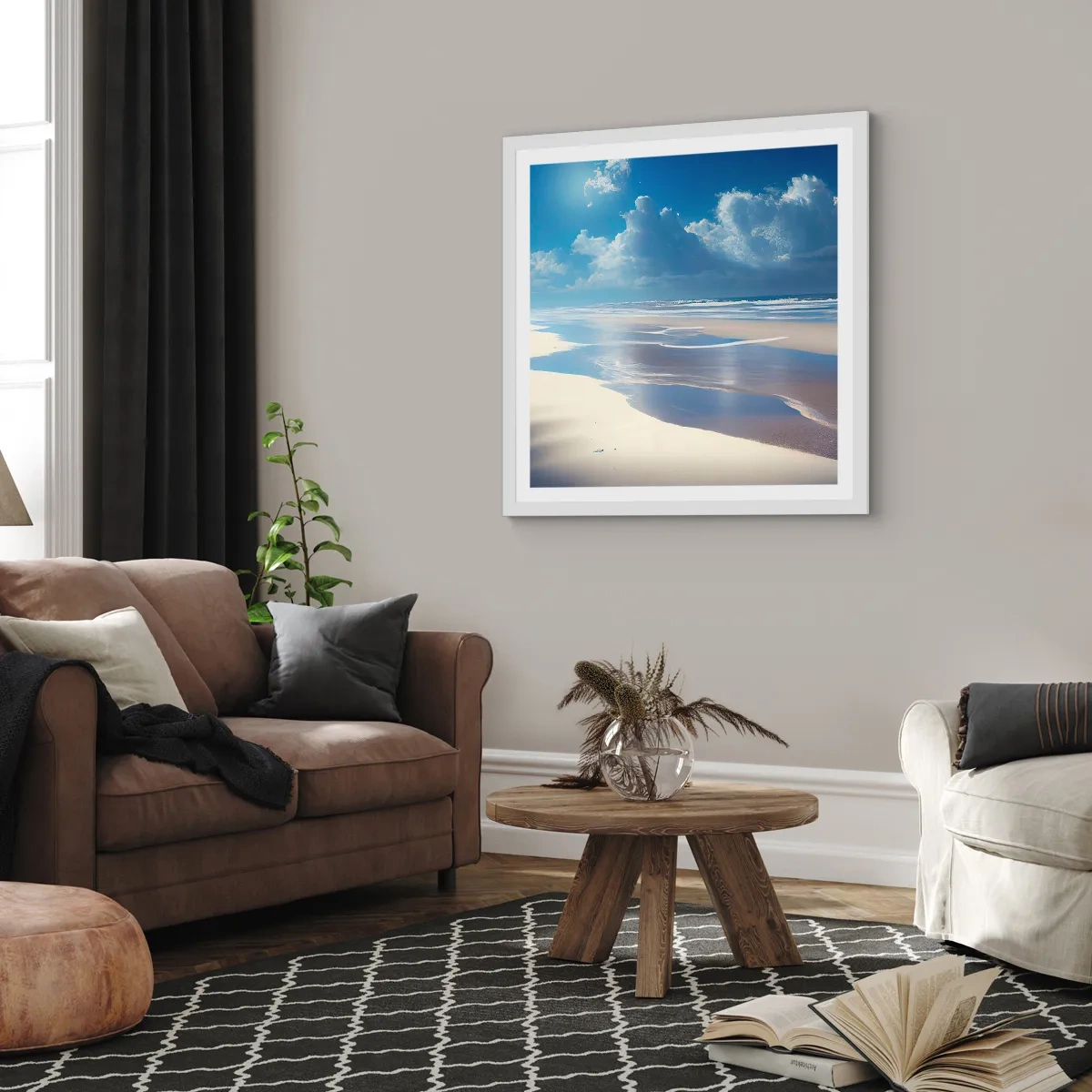 Poster in white frmae - Paradise Holiday - 50x50 cm