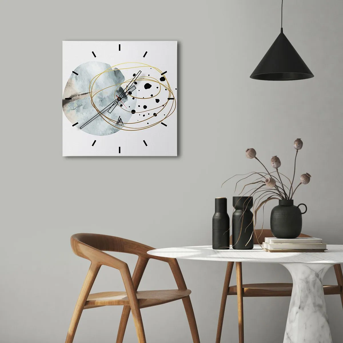 Wall clock - Clock on glass - In the Embrace of Space - 30x30 cm