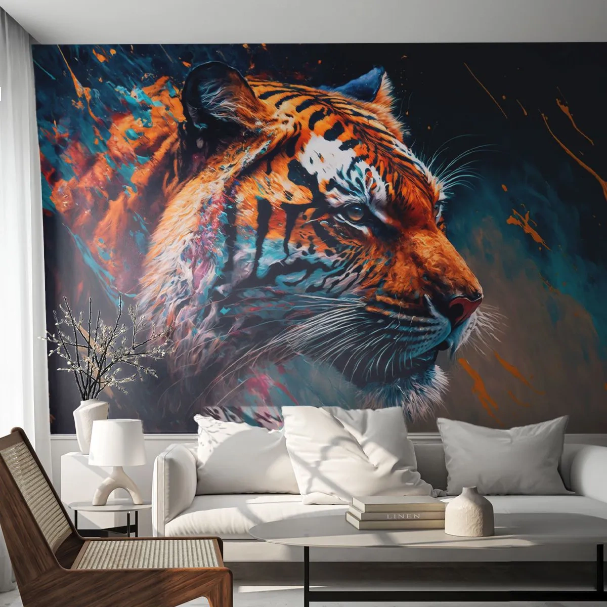 Self-Adhesive Photo Wallpaper Deluxe Sticker - Wild Beauty - Tiger, Colorful, Animal - 100x70 cm