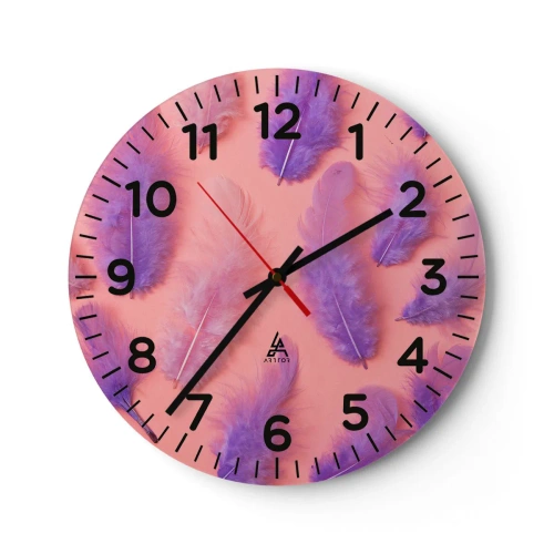 Wall clock - Clock on glass - Lilac Bird of Desire - 30x30 cm