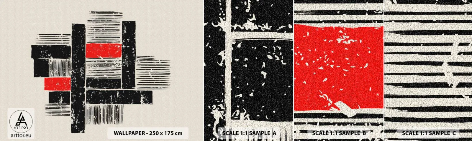 Photo Wallpaper Sample Standard Eco - Red and Black - Abstraction, Modern Art, Industrial - 100x30 cm