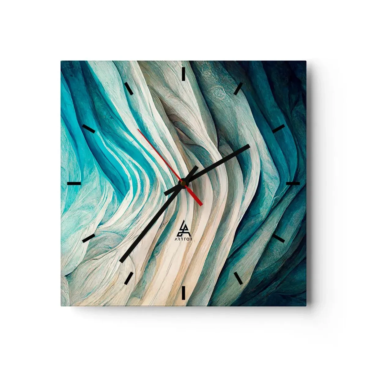 Wall clock - Clock on glass - Blue Insatiability - 30x30 cm