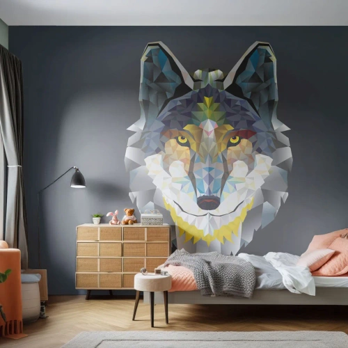 Photo Wallpaper Premium Sand - Speaking of the Wolf - Abstraction, Wolf, Animals - 500x350 cm