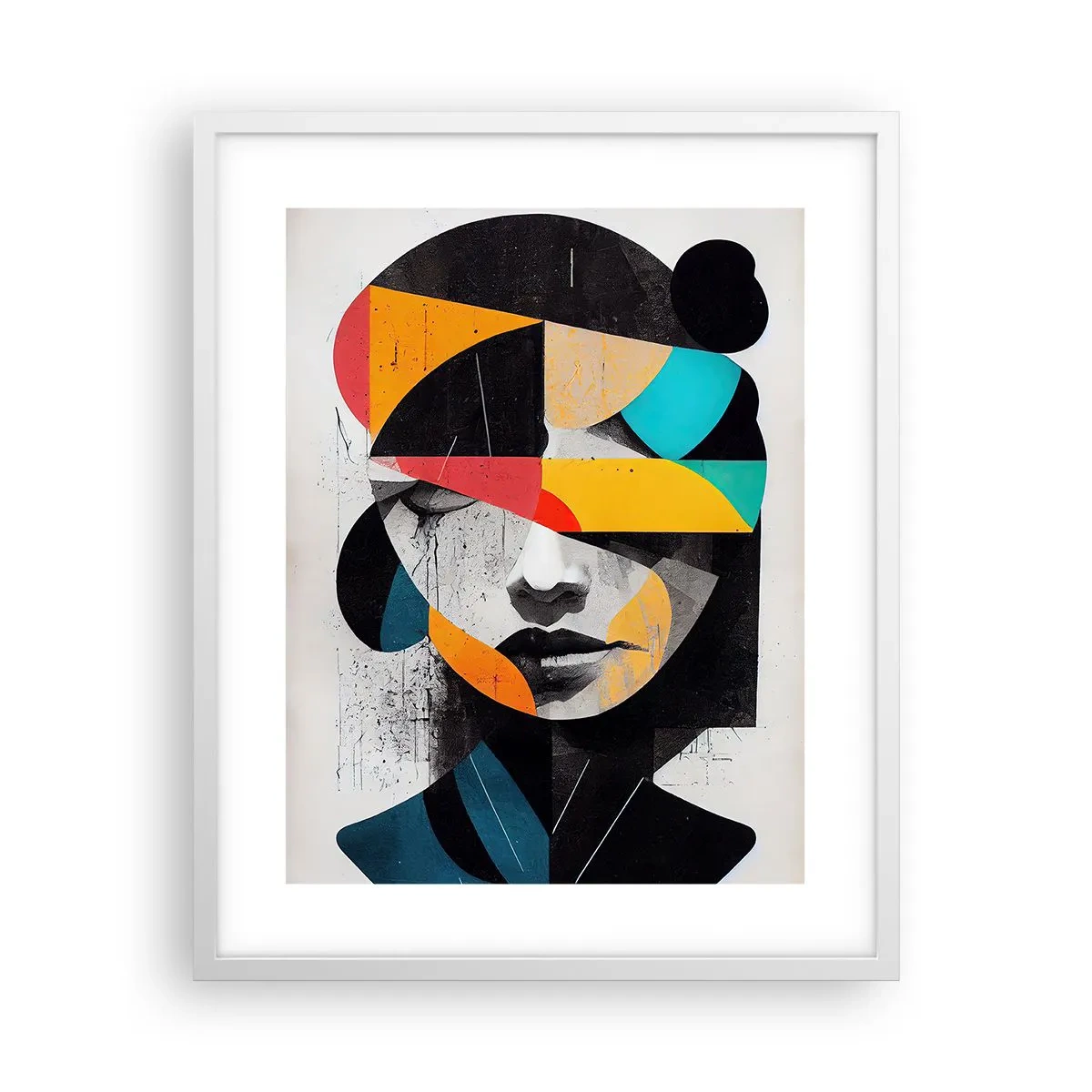 Poster in white frmae - Multicolour Portrait of the Interior - 40x50 cm