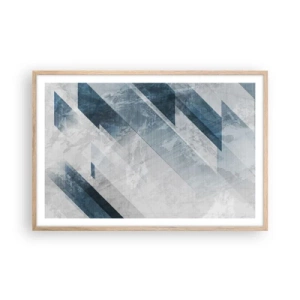 Poster in light oak frame - Spacial Composition - Movement of Greys - 91x61 cm