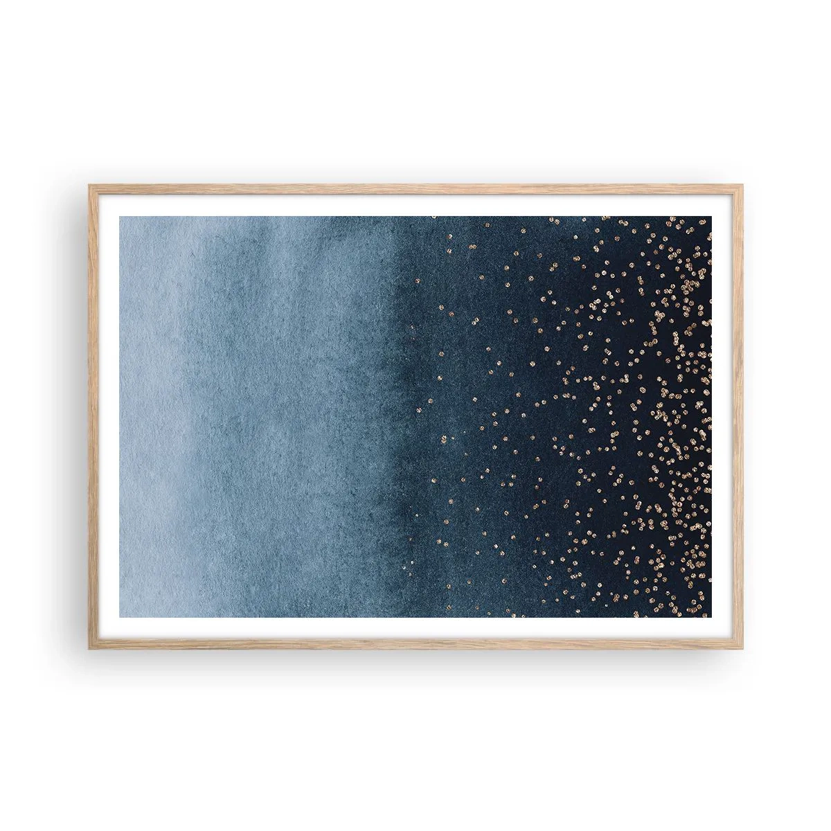 Poster in light oak frame - Composition - Blue Phases - 100x70 cm