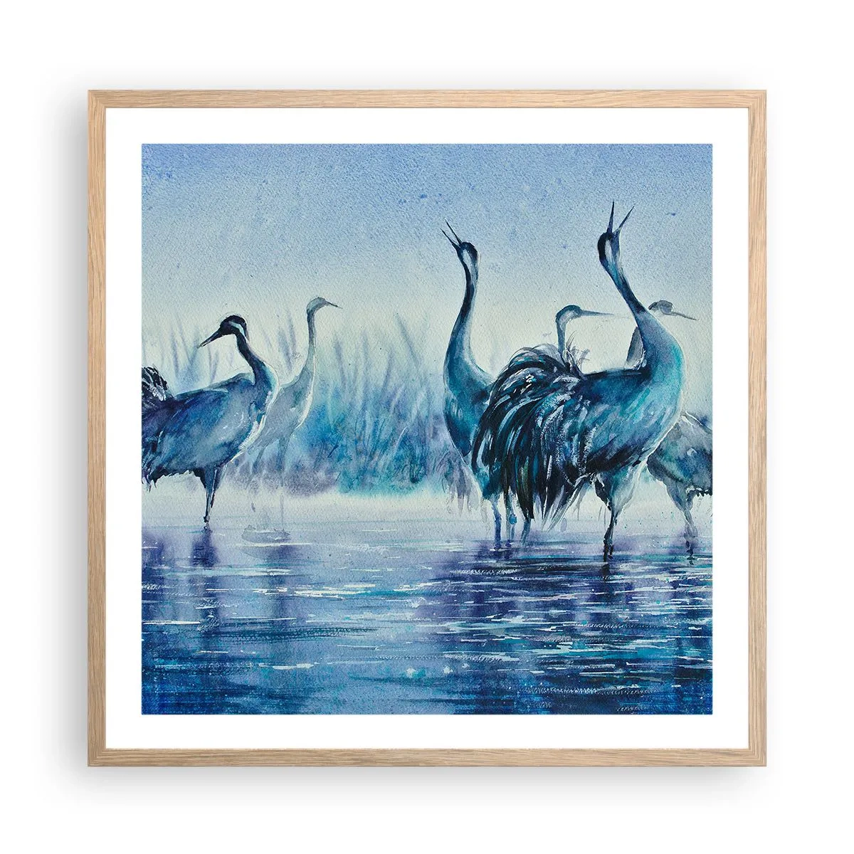 Poster in light oak frame - Morning Encounter - 60x60 cm